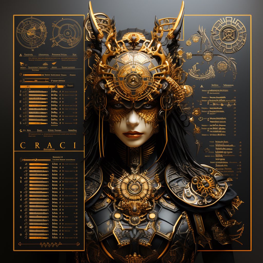 Cyber info panel portraits prompt - created in Midjourney