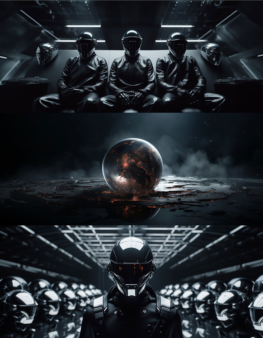 image of astronauts in a futuristic spacecraft - created in Midjourney