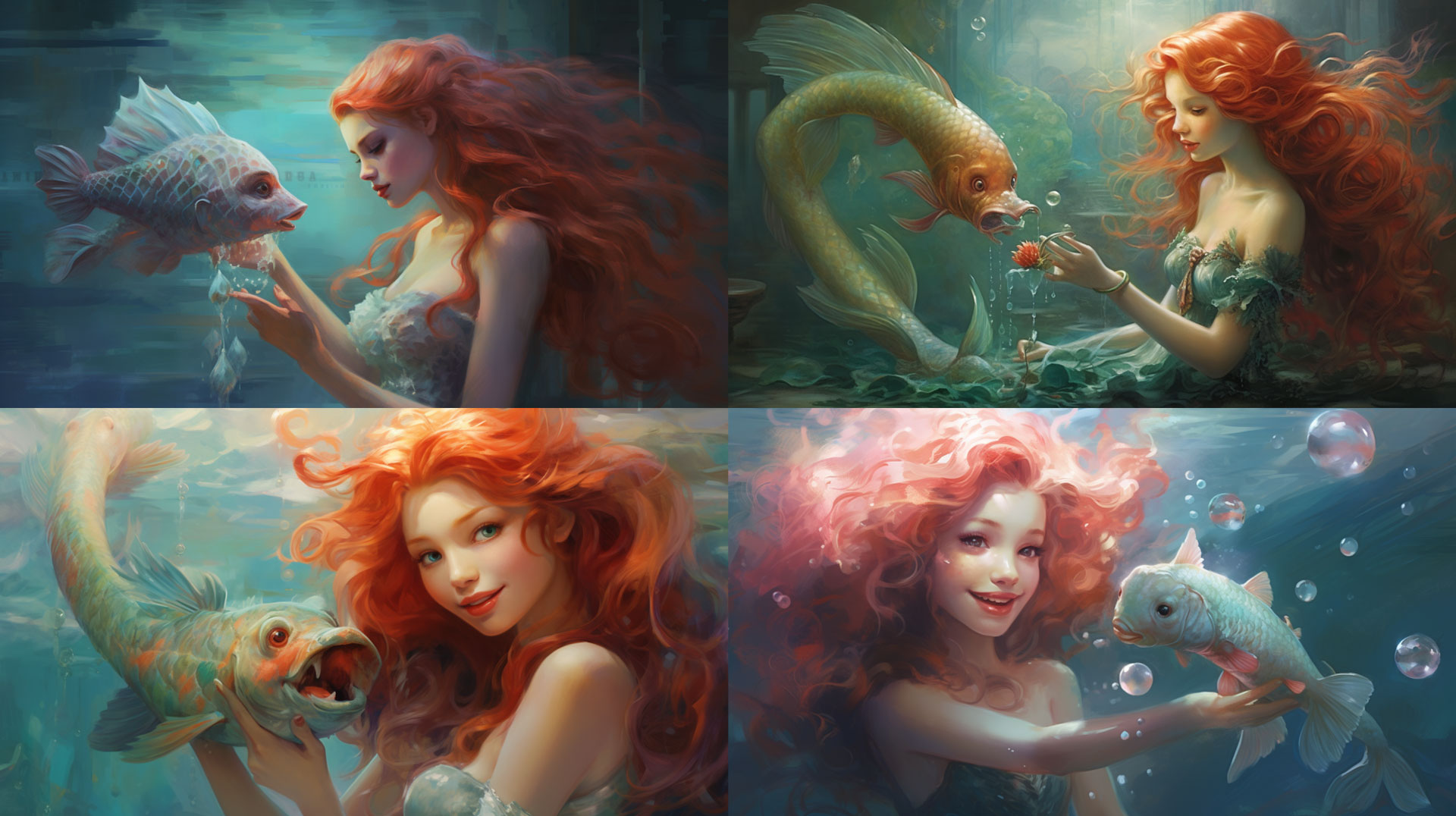 Image of a female mermaid, produced by Midjourney