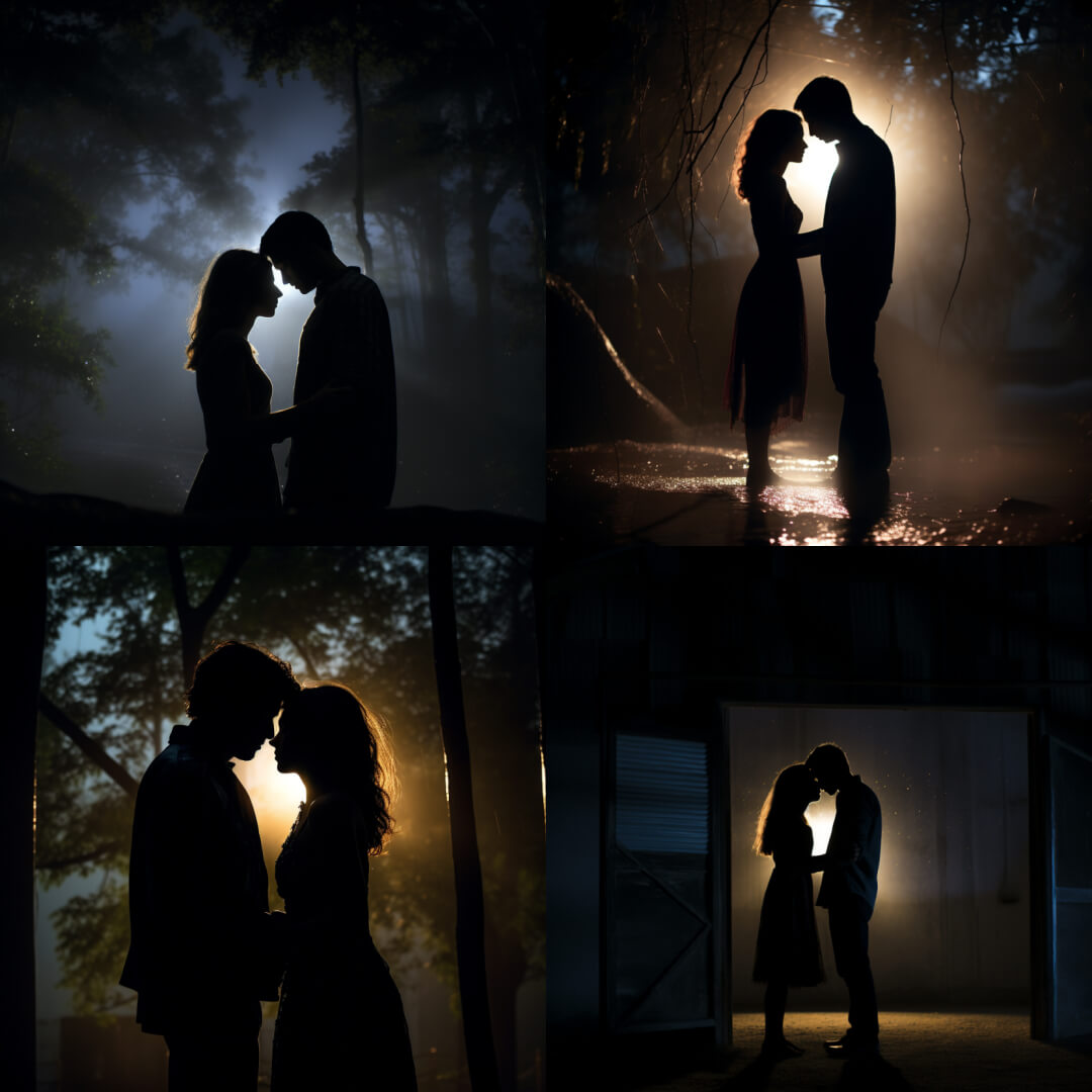 lovers under the light created in midjourney - chaos 0 - example 1
