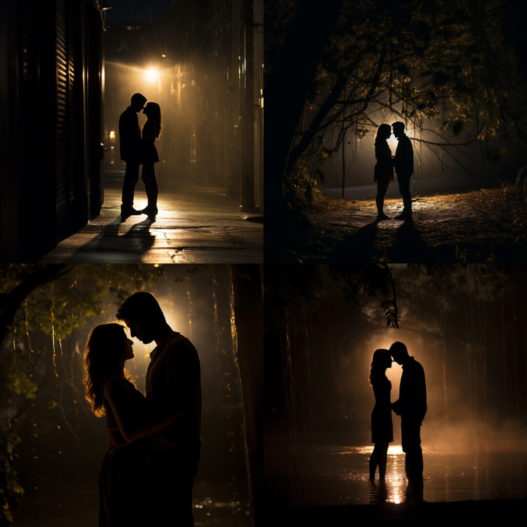 lovers under the light created in midjourney - chaos 0 - example 2