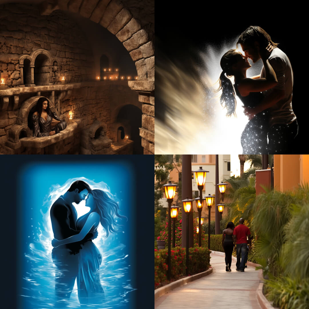 lovers under the light created in midjourney - chaos 100 - example 2
