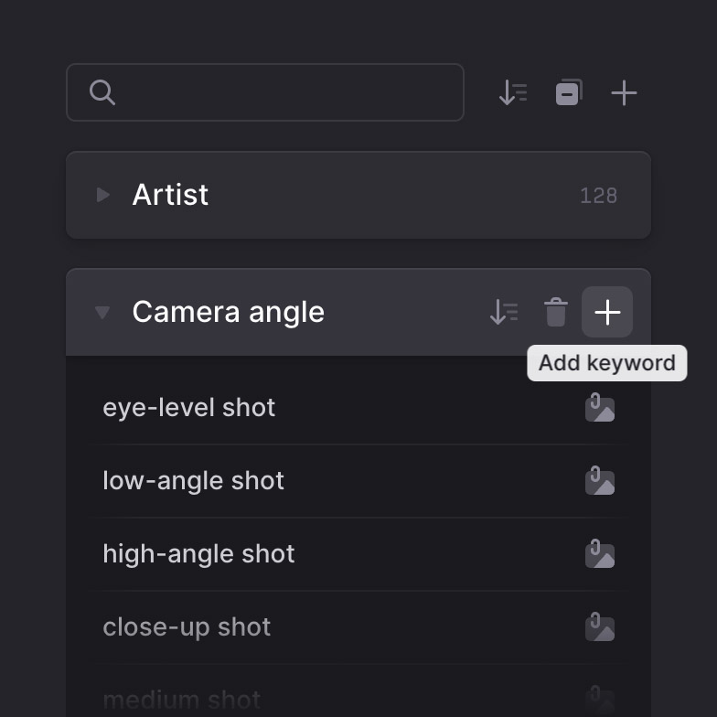 Preview of keyword library